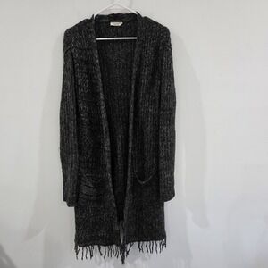 Cocogio Womens Long Cardigan Size Large Wool Mohair Fringe Graola Boho Western